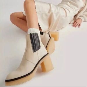 NEW Free People James Chunky Platform Heel Leather Ankle Boots 38.5 / 8